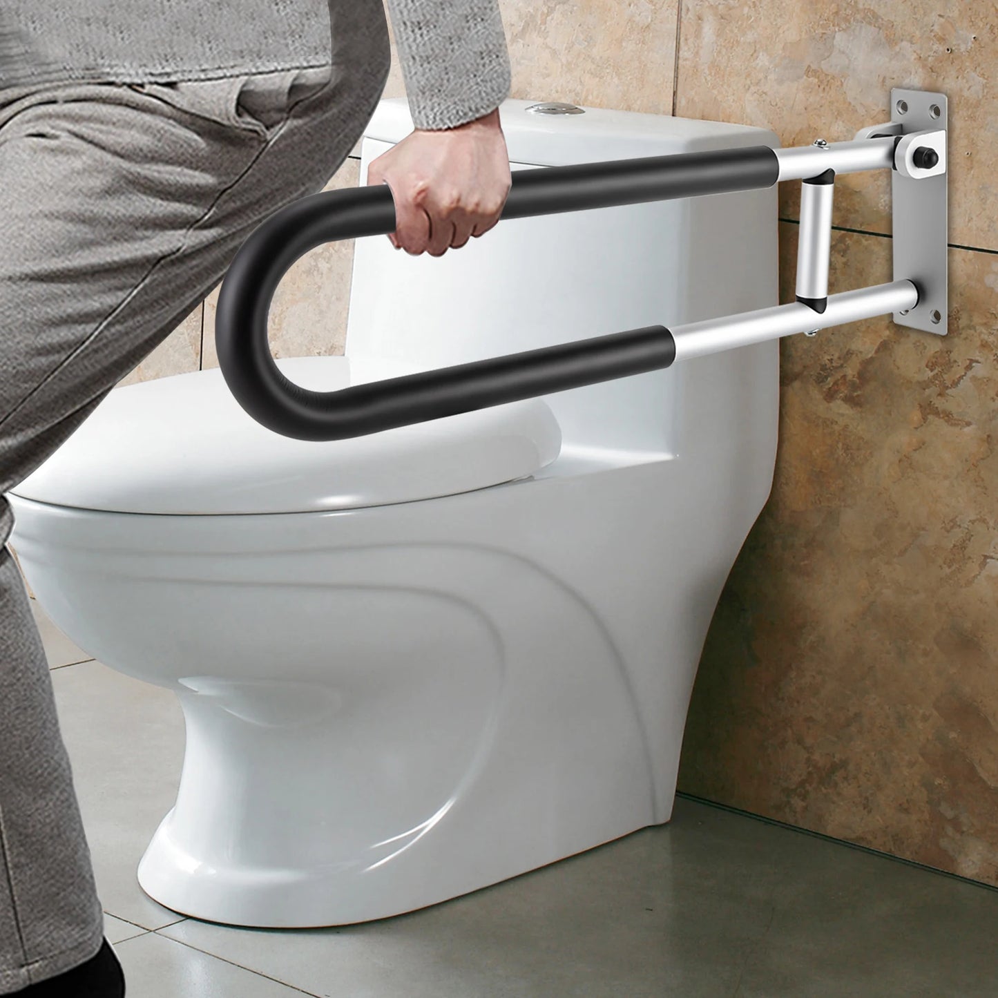 Foldable Wall Mounted Toilet Safety Grab Bar for Handicap