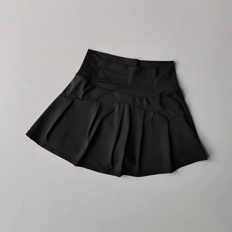 NONECN Women's High-Waisted Sports Skort With Inner Lining For Yoga