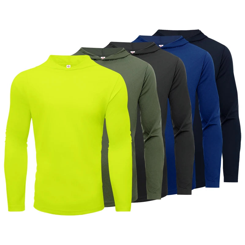 Men's Long Sleeve Hooded T Shirt For Running And Fitness