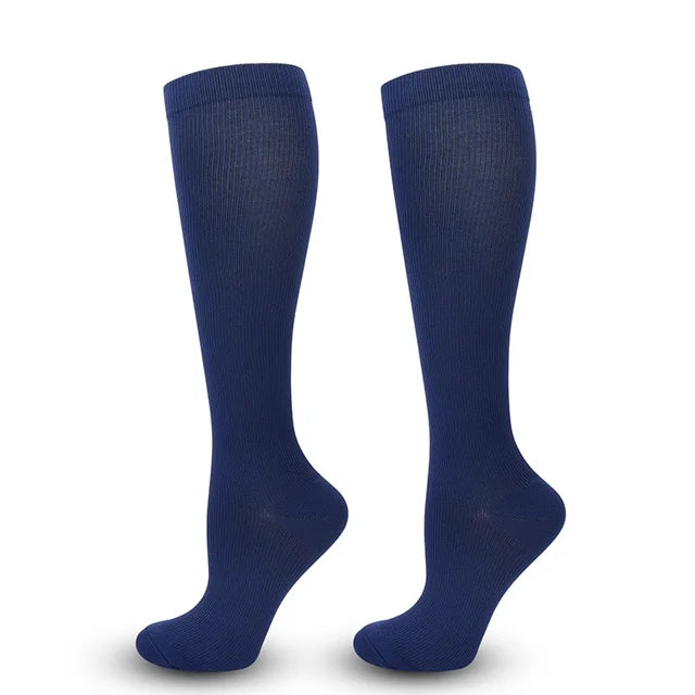 1 Pair Women's & Men's Compression Socks 15-20 mmHg Knee High Stocking for Cycling Soccer Running Athletic Calf Socks