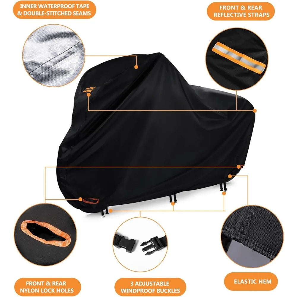 Closure Bike Cover Waterproof With Lock Holes Heavy Duty
