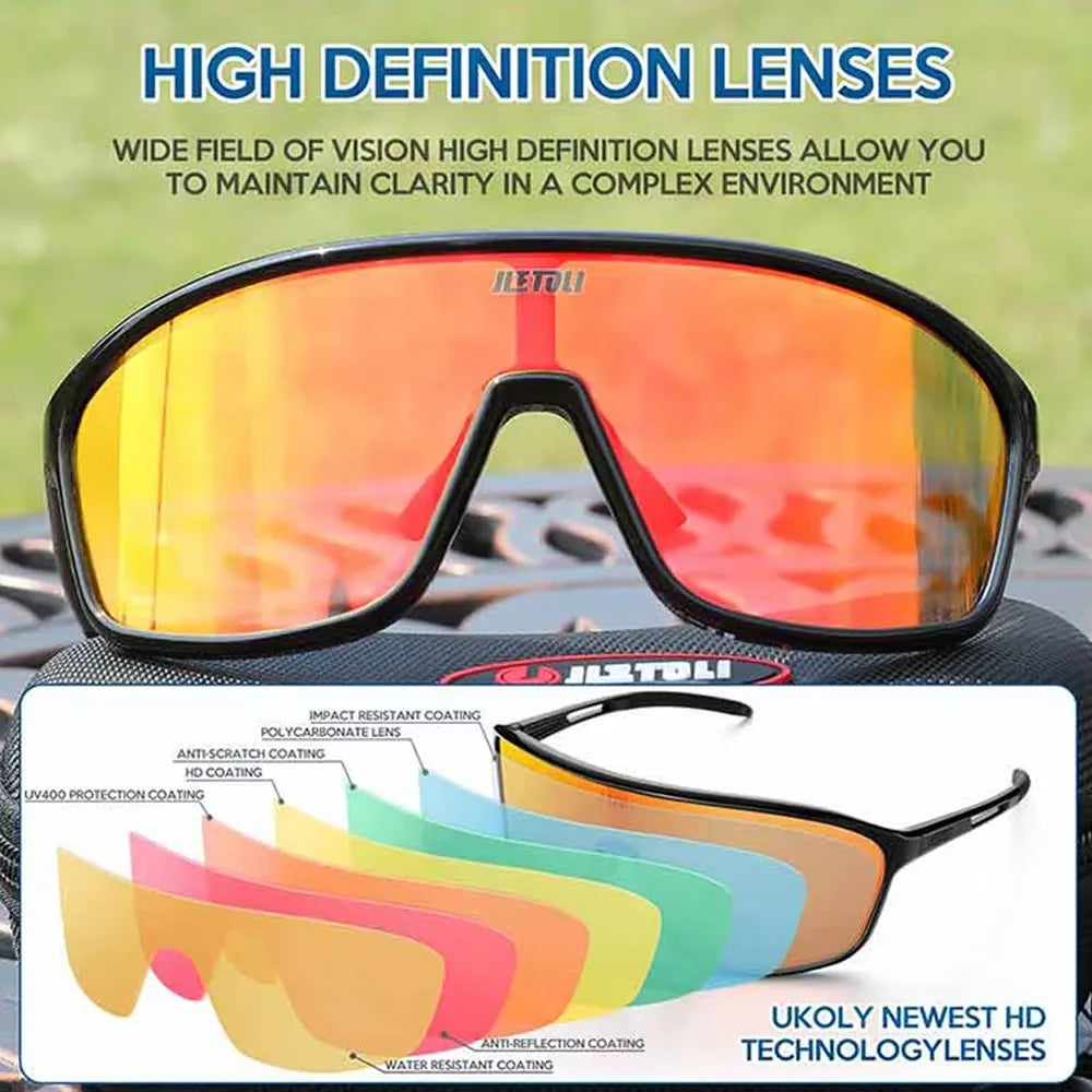 UV Protection Polarized Photochromic Cycling Glasses Windproof for Road MTB Biking Anti-Fog Sports Sunglasses Men Women