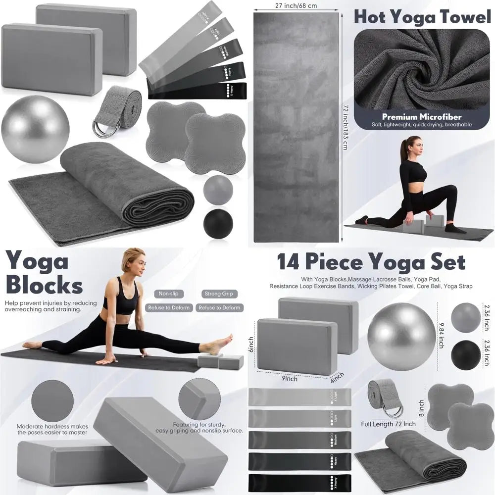 14 Piece Yoga Kit for Home Workouts with Resistance Bands