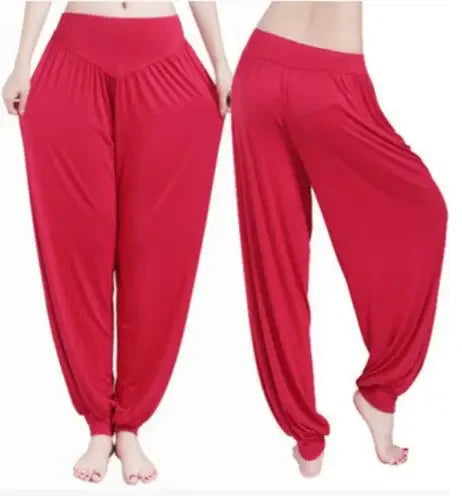 Women Yoga Pants Women Plus Size Sports Pants Yoga Leggings Colorful Bloomers Dance Yoga TaiChi Pants Modal WomenTrousers