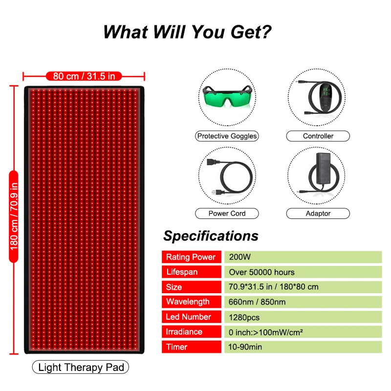 1280Pcs Red Light Infrared LED Therapy Mat Body Relaxation