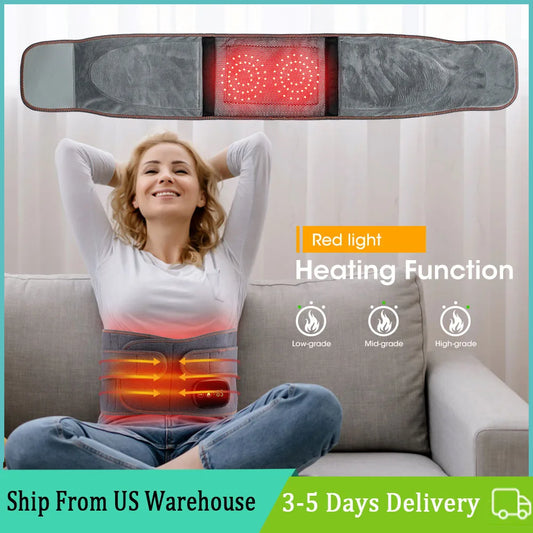 Heating Vibration Massager Belt Red Light Lumbar Support