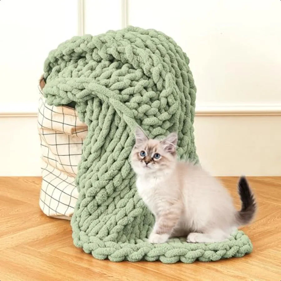 Craft of Weaving Chunky Knit Blanket Throw 100 Cotton Chenille