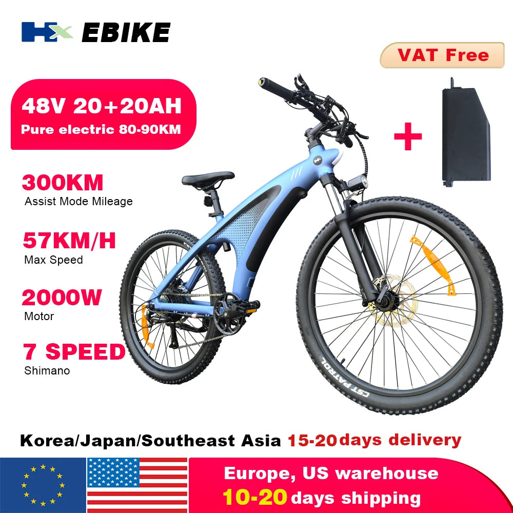 HX Q5 2000W Electric Mountain Ebike With 48V 20Ah Battery