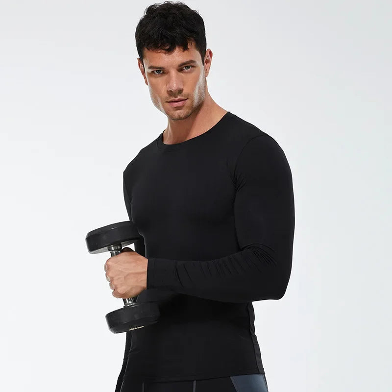 Men Compression Running T-Shirt Fitness Tight Long Sleeve Sport T-shirt Training Jogging Shirts Gym Sportswear Quick Dry Clothes