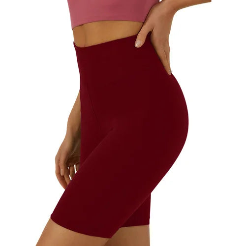 Women's High Waist Yoga Shorts Fitness Running Cycling Quick Drying Breathable High Waisted Five Quarter Black Leggings Shorts