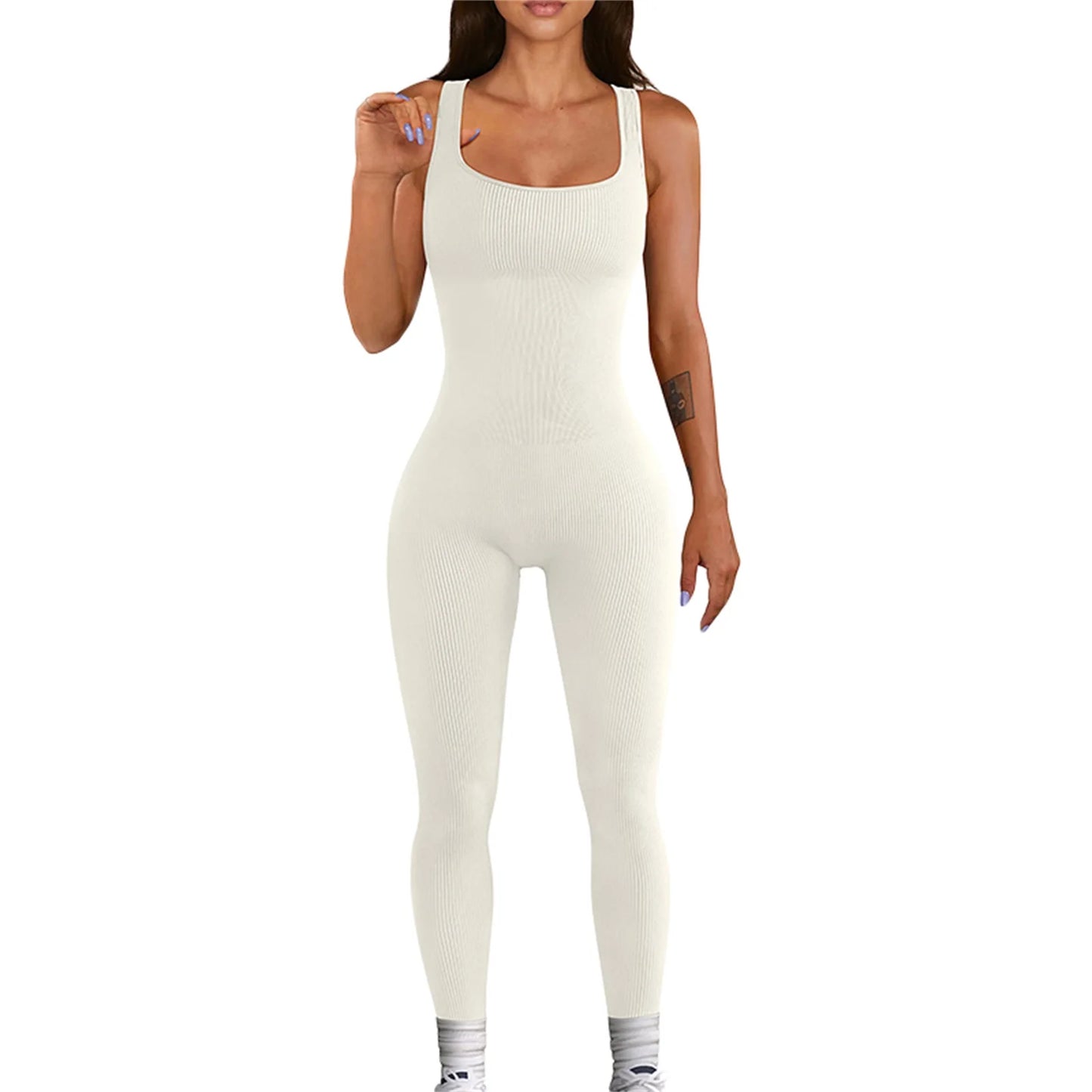 Hirigin Women Sleeveless Bodycon Jumpsuit U Neck Streetwear Clubwear FashionableEdition