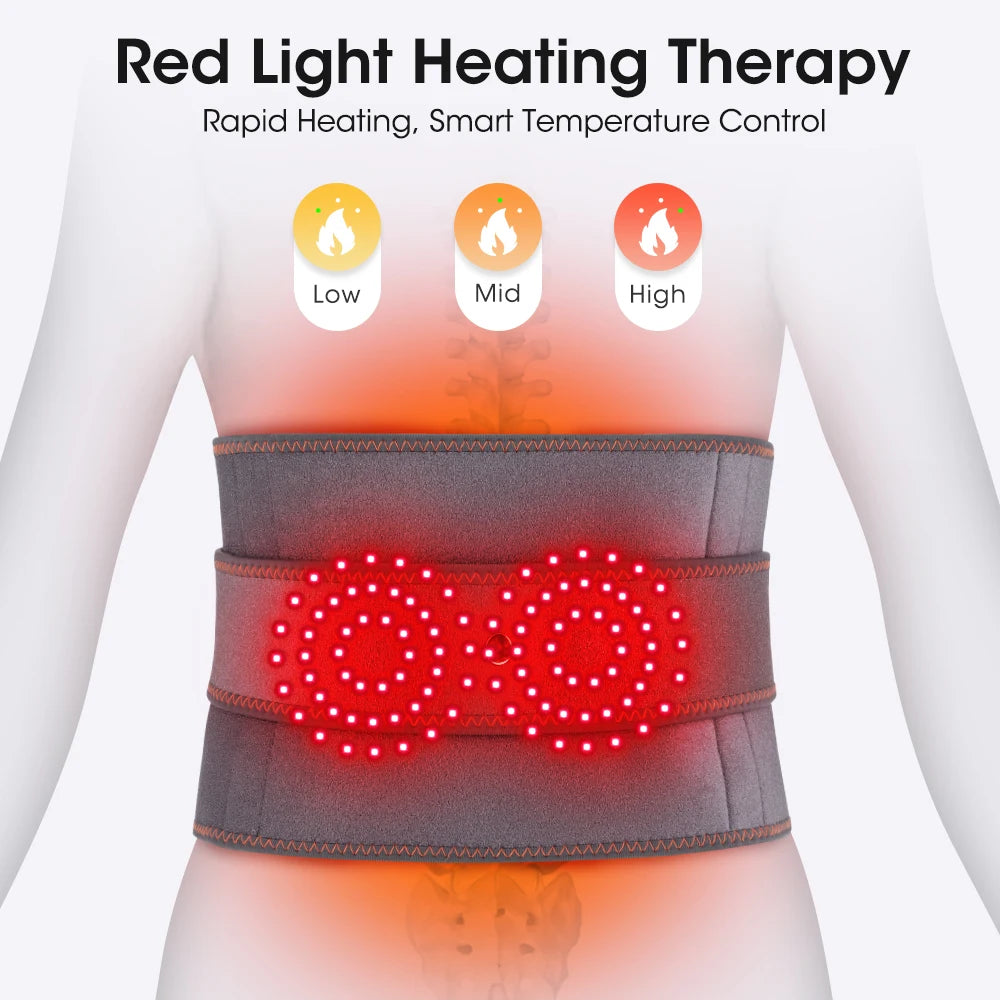 PASTSKY Electric Heat Massage Waist Belt Red Light