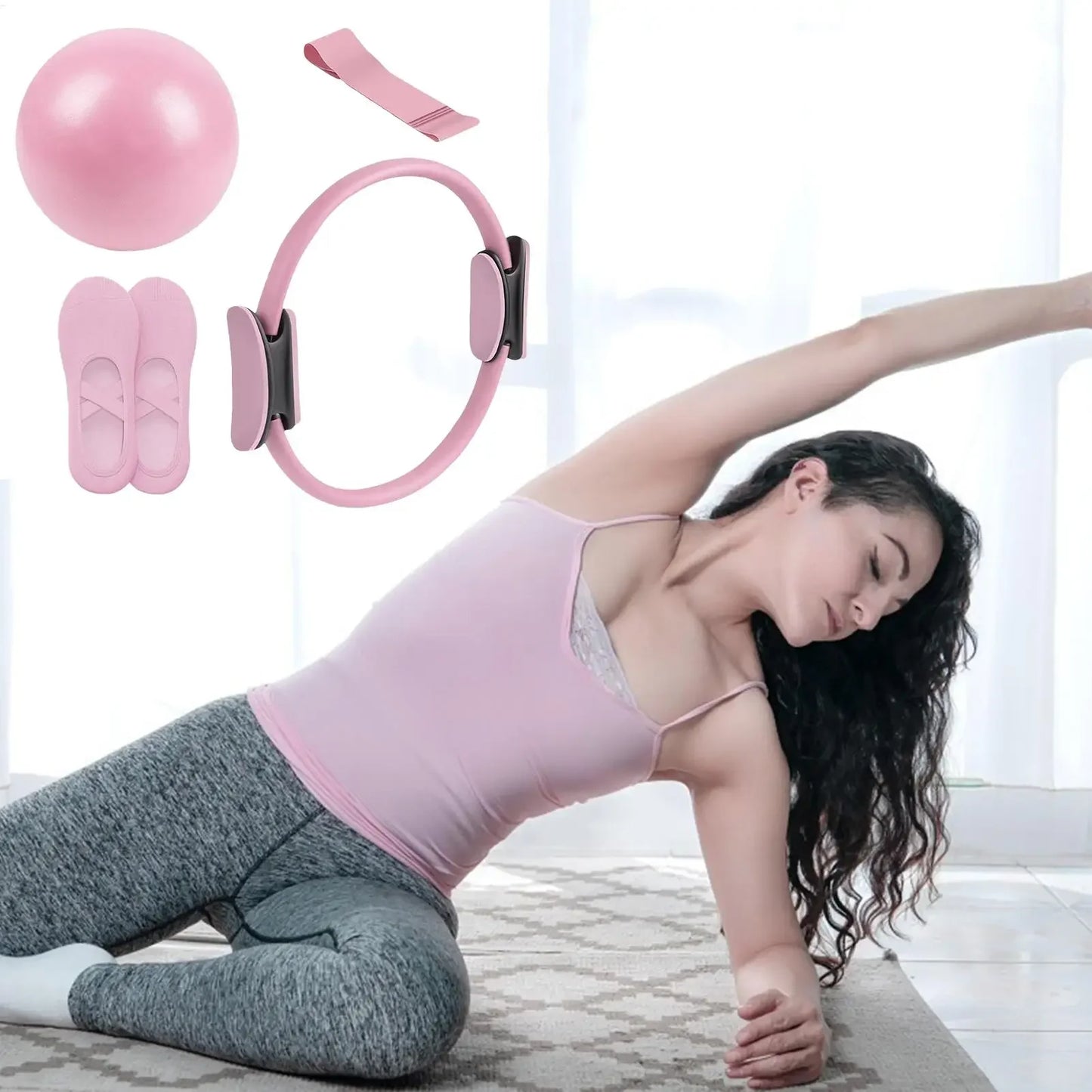 XMSJHign-concerned Pilates Ball And Ring Set For TotalBody CoreStabilization Postpartum