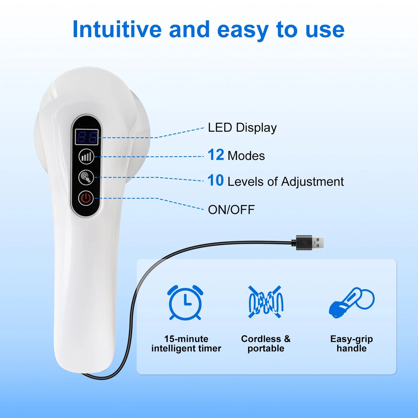 Handheld Cellulite Massager Rechargeable Cordless Portable