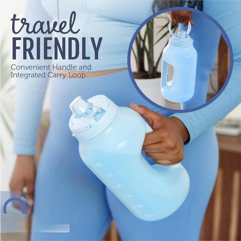 64oz Half Gallon Water Jug With Handle Time Markers