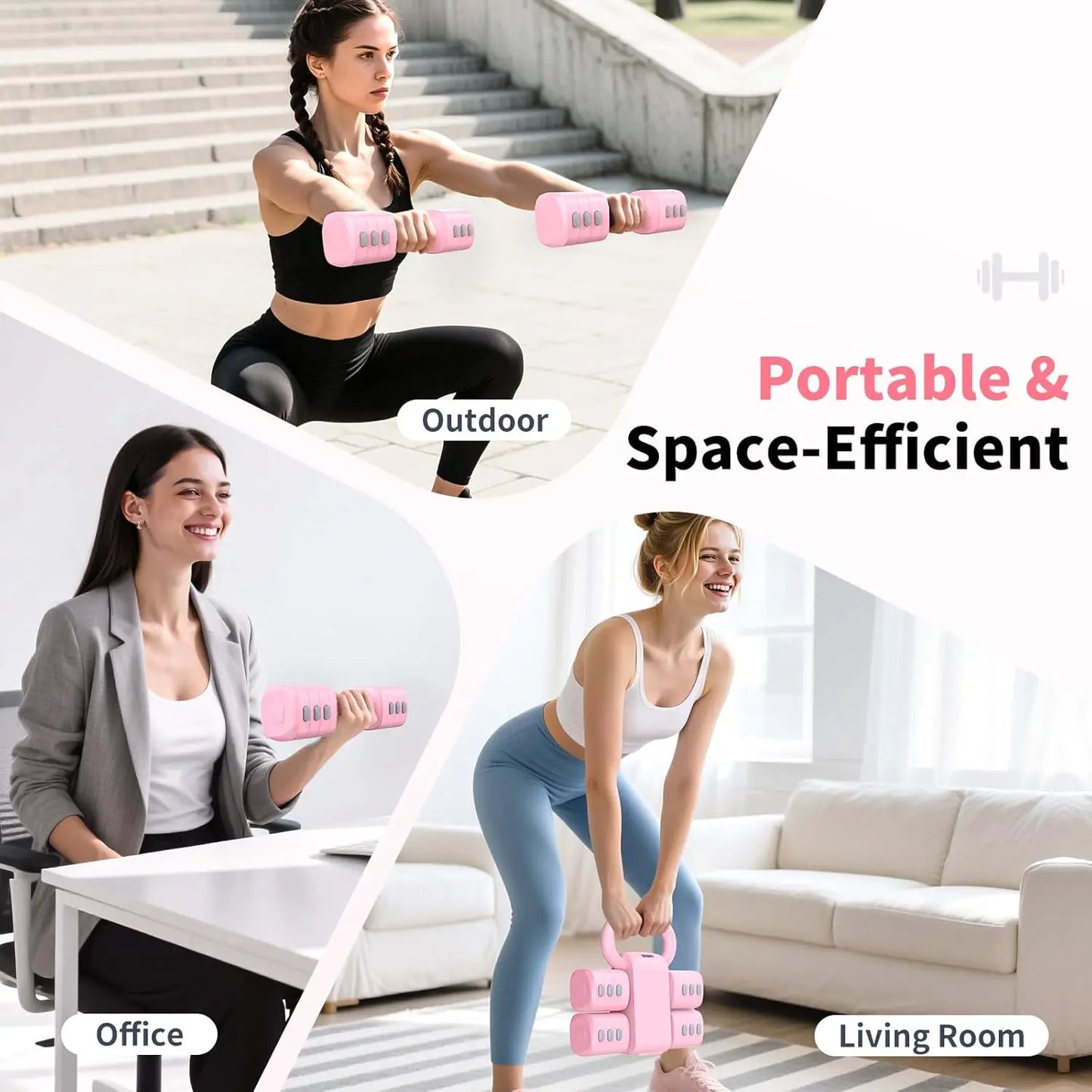Adjustable Dumbbells And Kettlebell Set With 4 Weight Levels