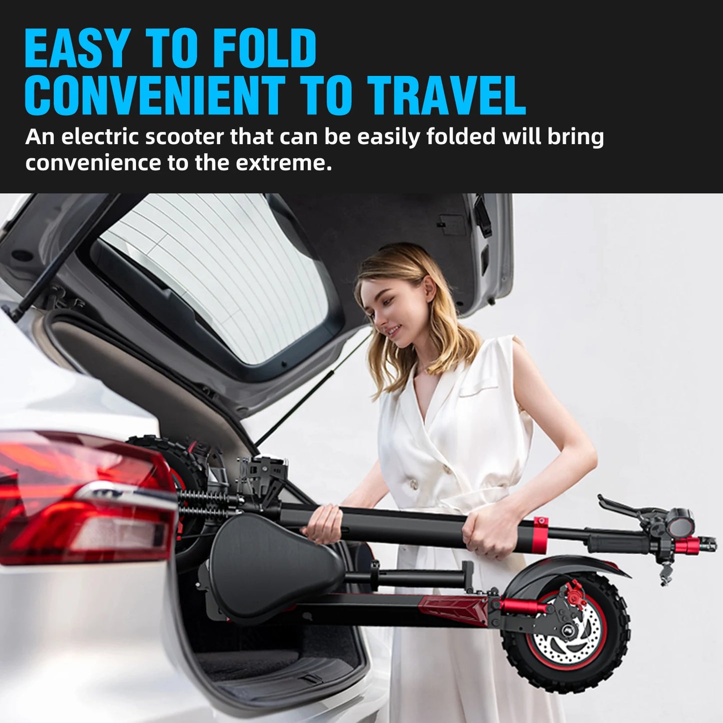 1200W Foldable Electric Scooter With Seat Off Road Tires
