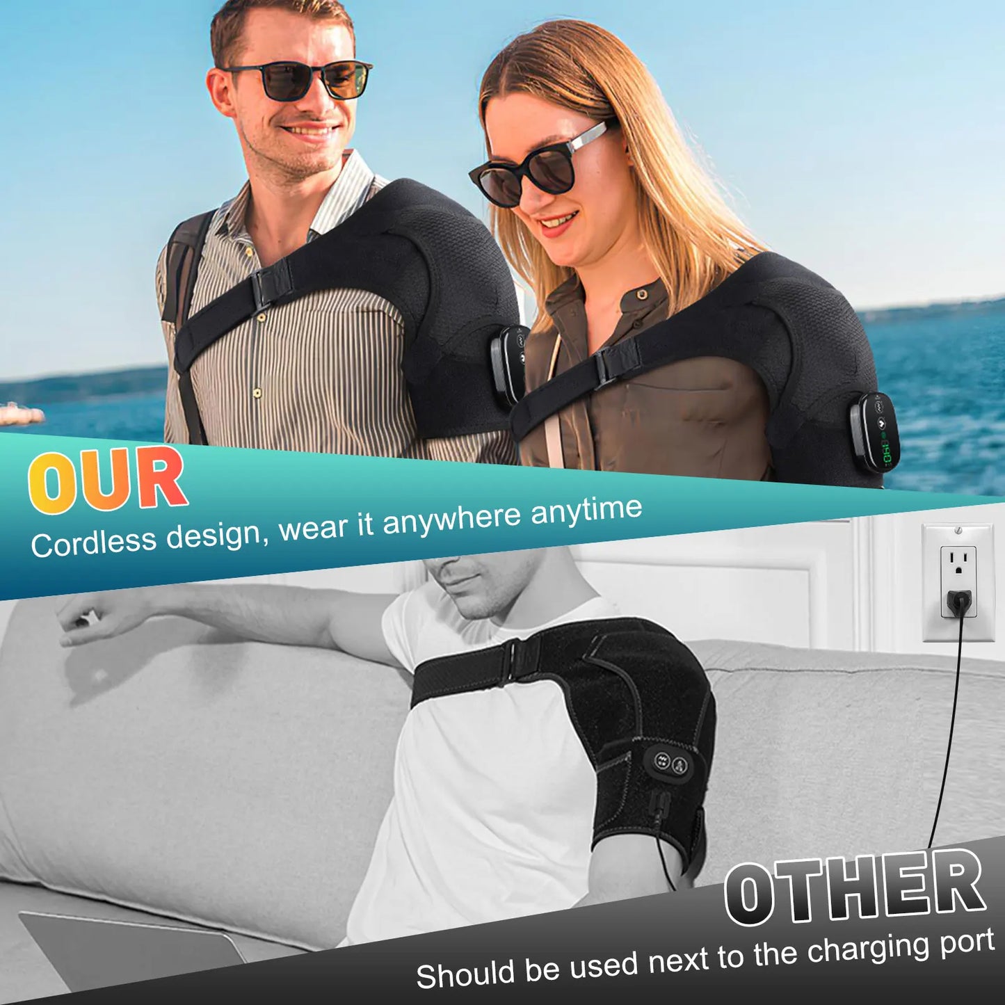 Hailicare Electric Heating Shoulder Massager Brace With LED