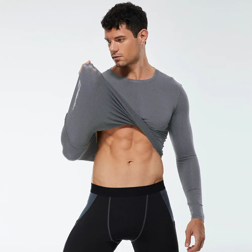 Men Compression Running T-Shirt Fitness Tight Long Sleeve Sport T-shirt Training Jogging Shirts Gym Sportswear Quick Dry Clothes
