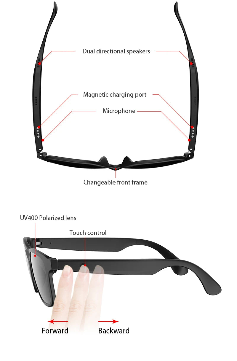 Giinova Smart Glasses Bluetooth Hands Free Sunglasses