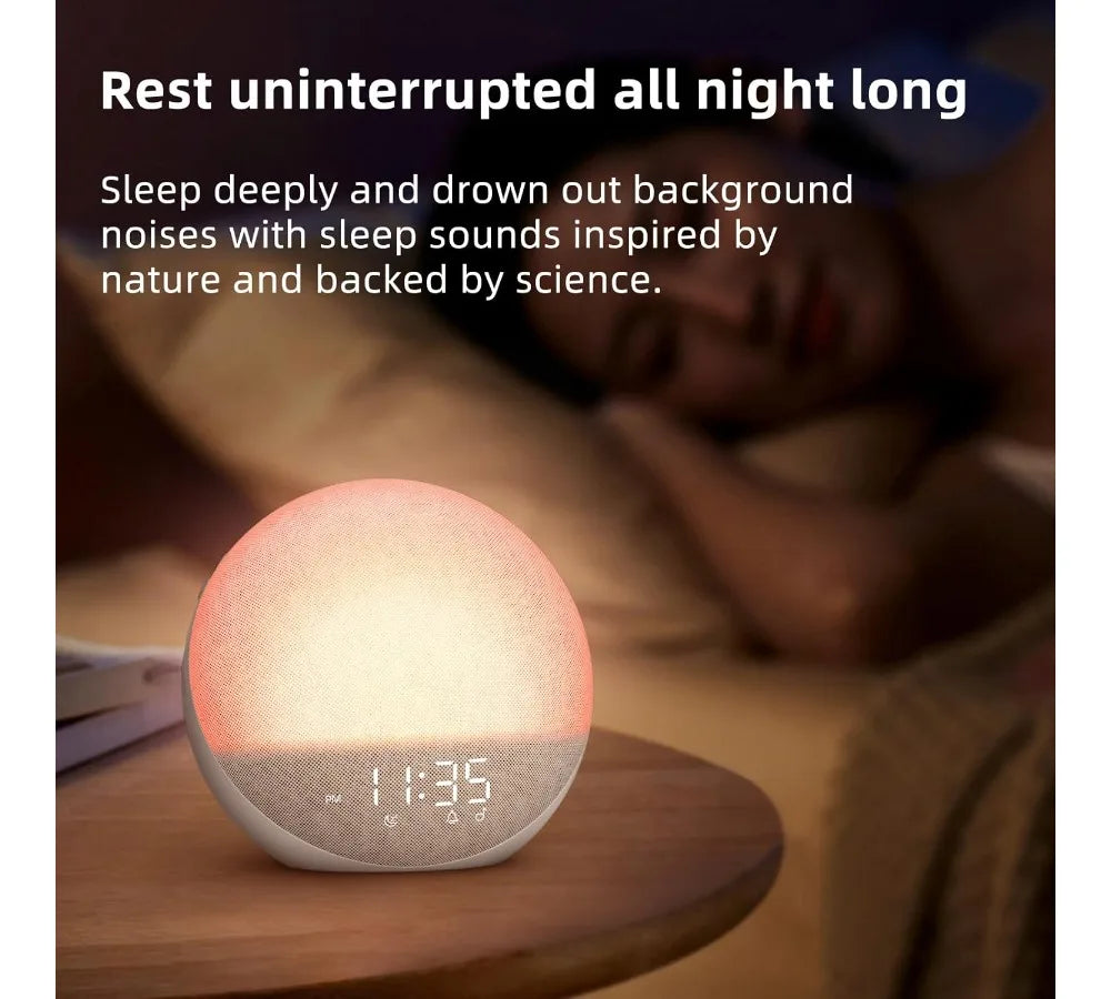 Sunrise Alarm Clock Dimmable White Noise And Bluetooth Speaker 25 Sleep Sounds
