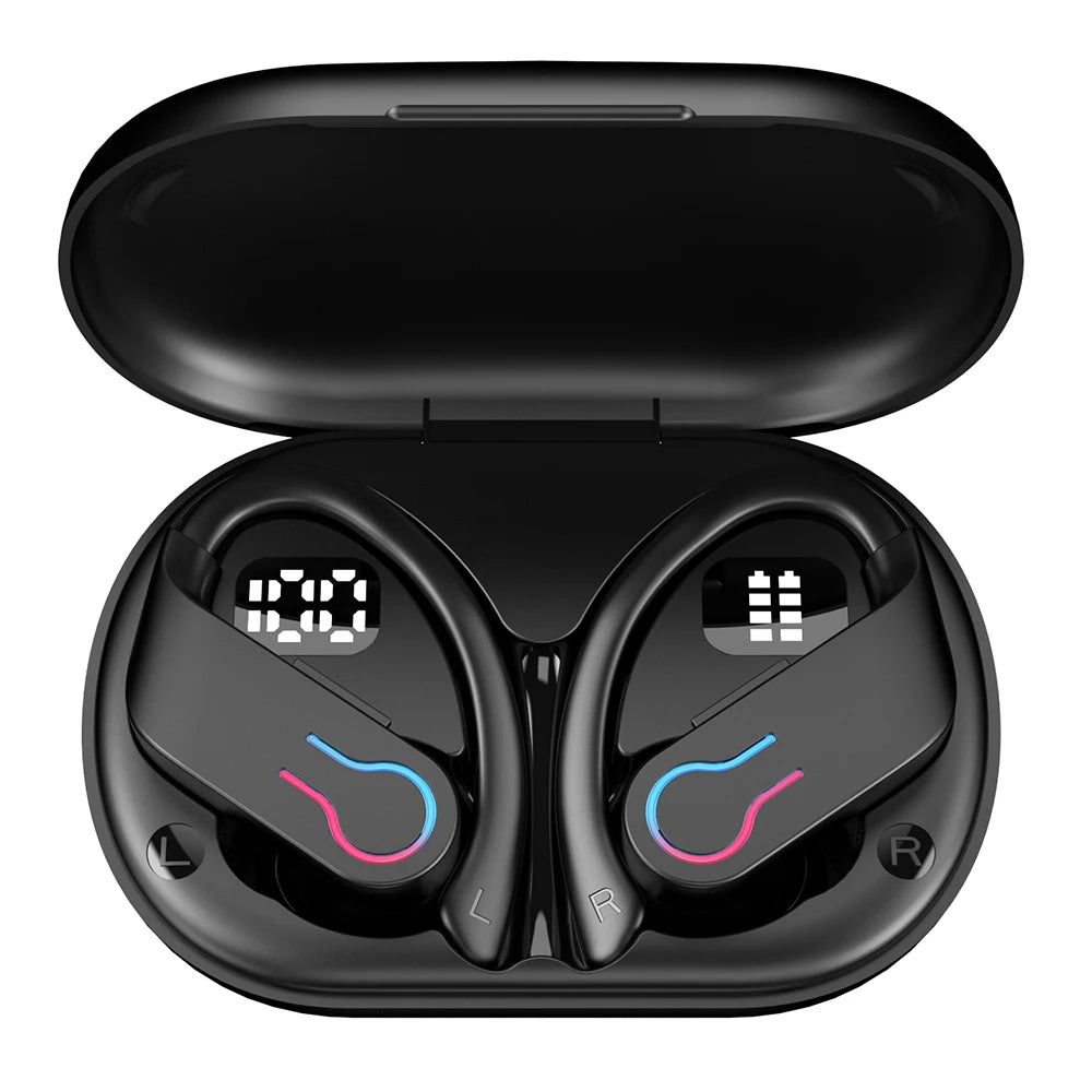 Mpow Q63 Bluetooth 5.3 Wireless Earbuds with Mic IPX7 Waterproof 200H Earphones with Hooks for Sports Running Workout Gym
