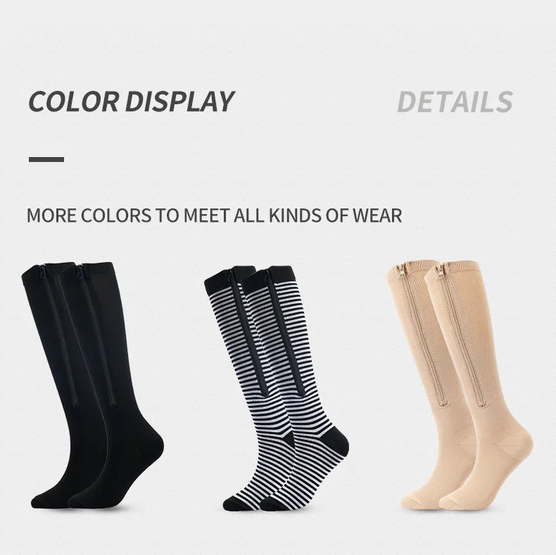 Medical Zipper Compression Socks Women Men High Elasticity