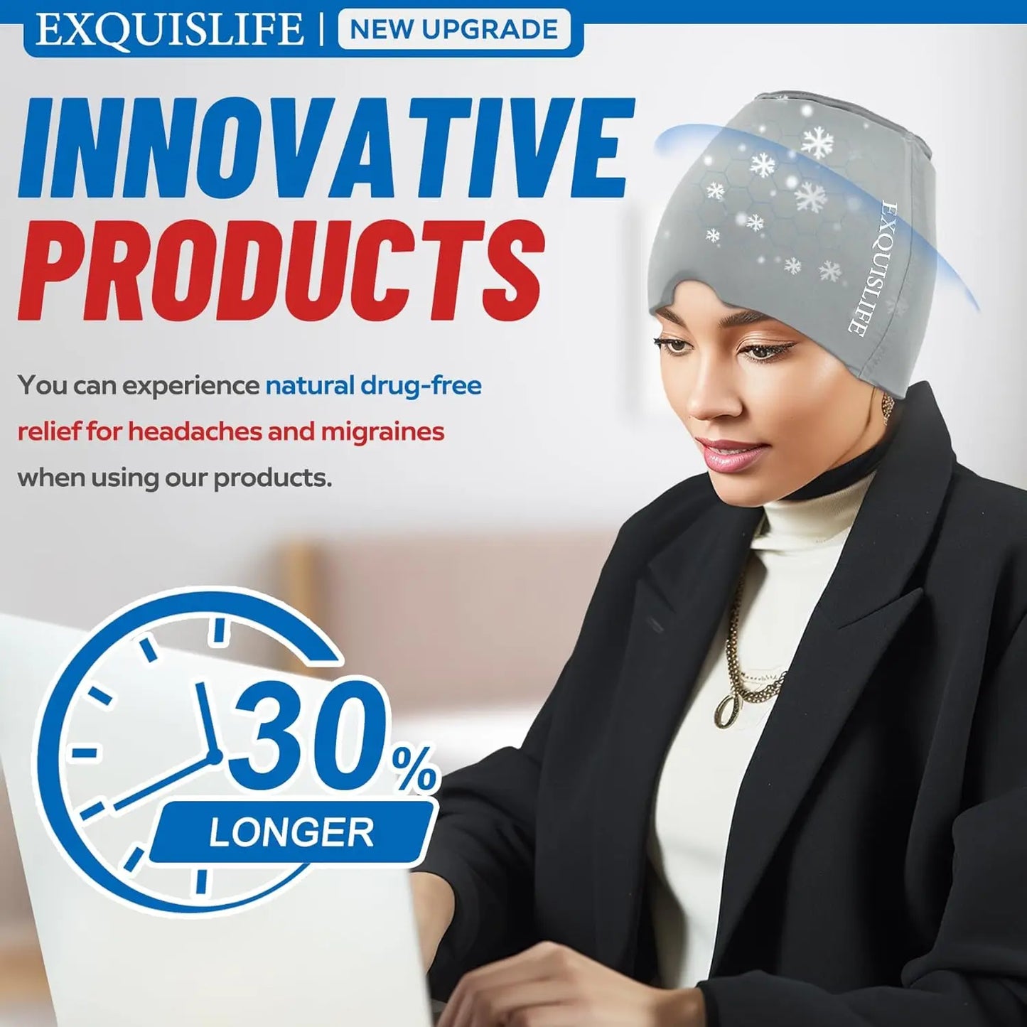 Wrap inus Puffy Eyes Tension Stress Headache Eyes Mask Hot Cold Therapy Migraine Cap Headache Relief Hat Migraine Ice Head Wrap