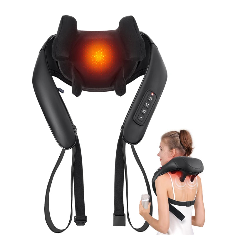 MASGREE Shiatsu Back Neck Massager With Heat Cordless 3D Kneading