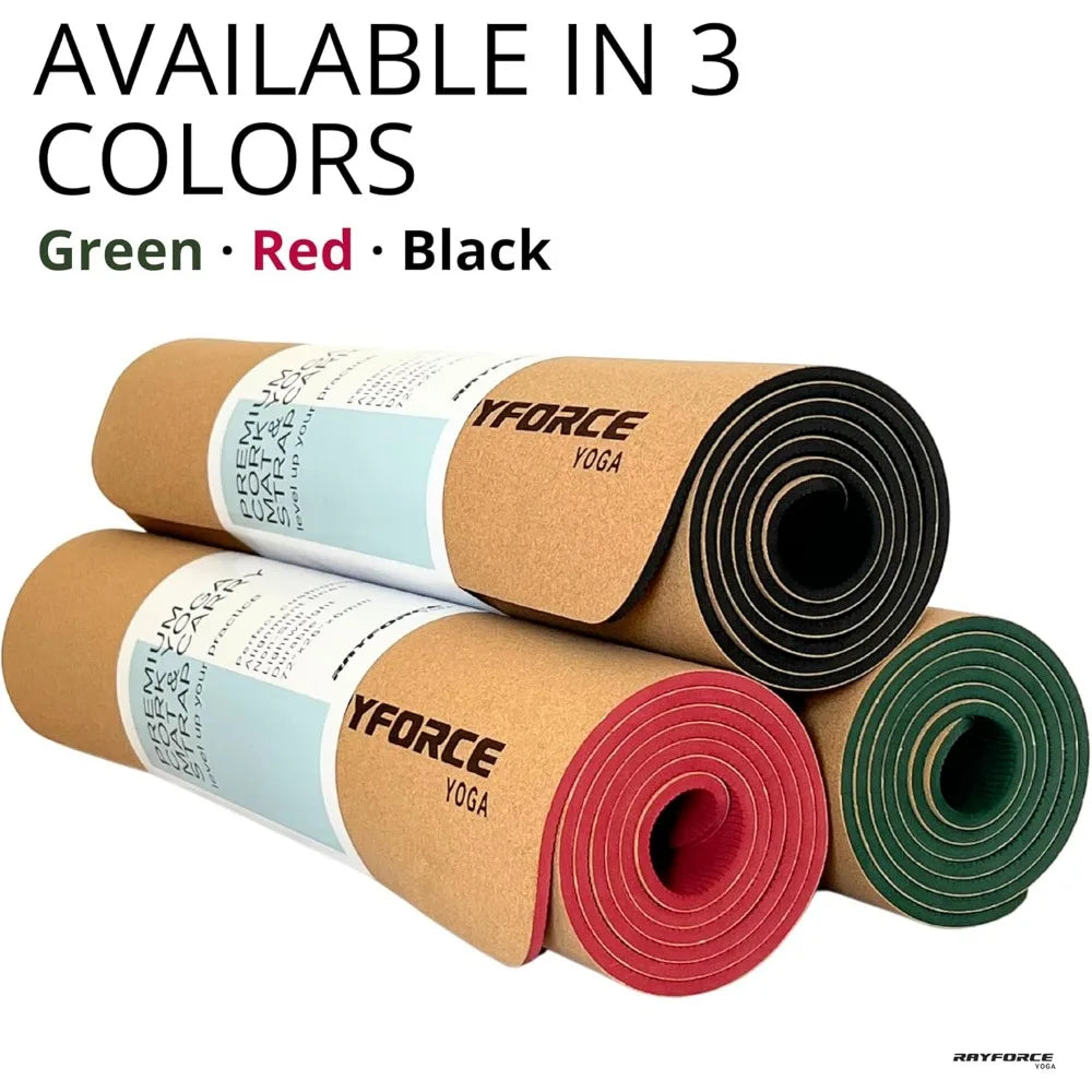 Premium Cork Yoga & Pilates Mat 72x26in, 6mm – Non-Slip XL Exercise Mat with Alignment Lines, Extra Cushion & Carry Strap (Green