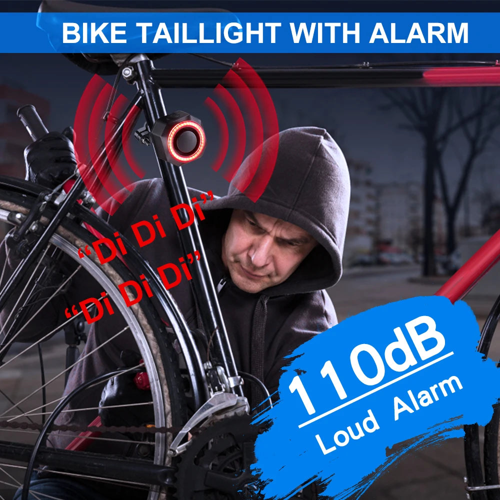 WSDCAM Smart Bike Tail Light Alarm With Remote Control 110dB