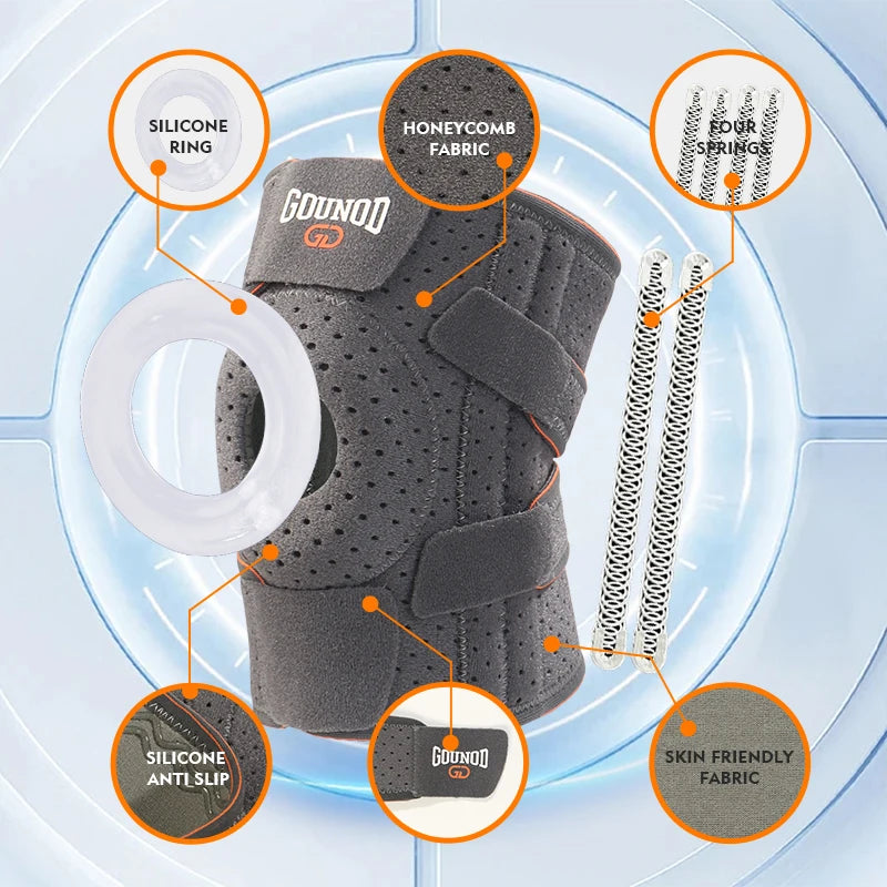 GOUNOD 1PC Compression Knee Brace With Straps Breathable Support