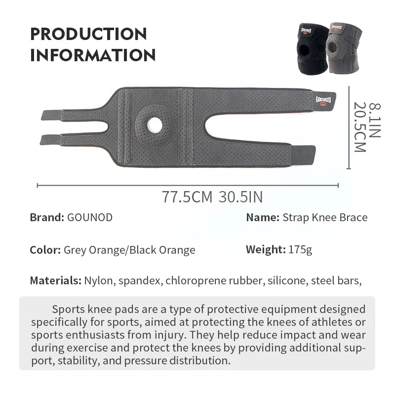 GOUNOD 1PC Compression Knee Brace With Straps Breathable Support
