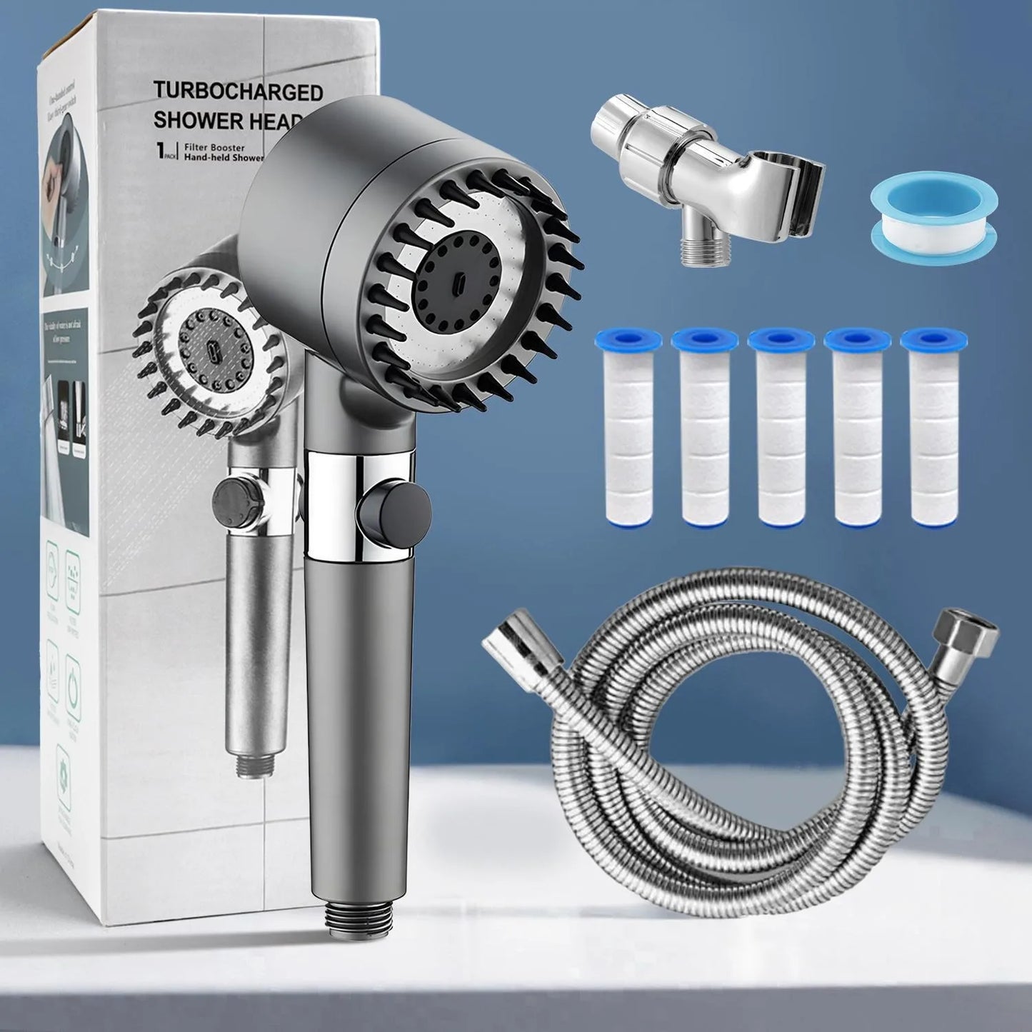 High Pressure Filtered Shower Head Handheld Three Spray Modes