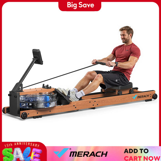 MERACH Water Rowing Machines for Home, Foldable Row Machine with 400LBS Weight Capacity, Dedicated Monitor and Comfortable Seat