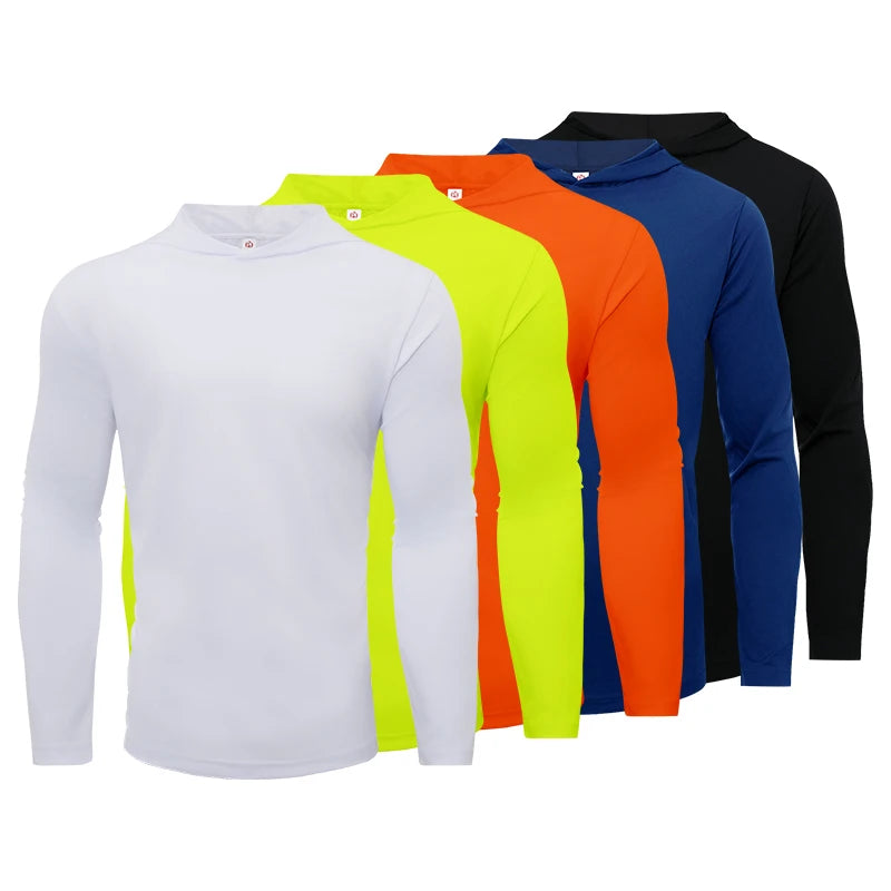 Men's Long Sleeve Hooded T Shirt For Running And Fitness