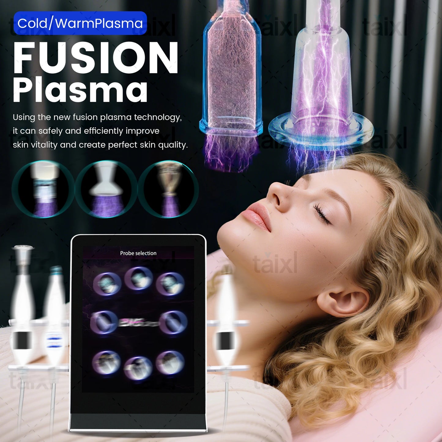 8-In-1 Diamond Stamp Cold Hot Plasma Skin Rejuvenation Machine