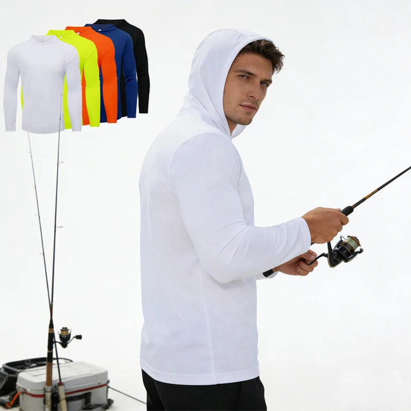 Men's Long Sleeve Hooded T Shirt For Running And Fitness
