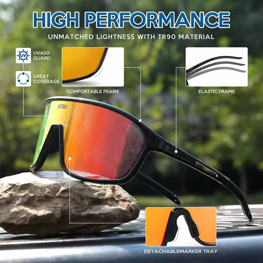 UV Protection Polarized Photochromic Cycling Glasses Windproof for Road MTB Biking Anti-Fog Sports Sunglasses Men Women