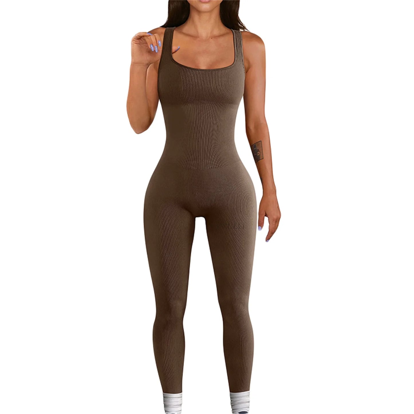 Hirigin Women Sleeveless Bodycon Jumpsuit U Neck Streetwear Clubwear FashionableEdition