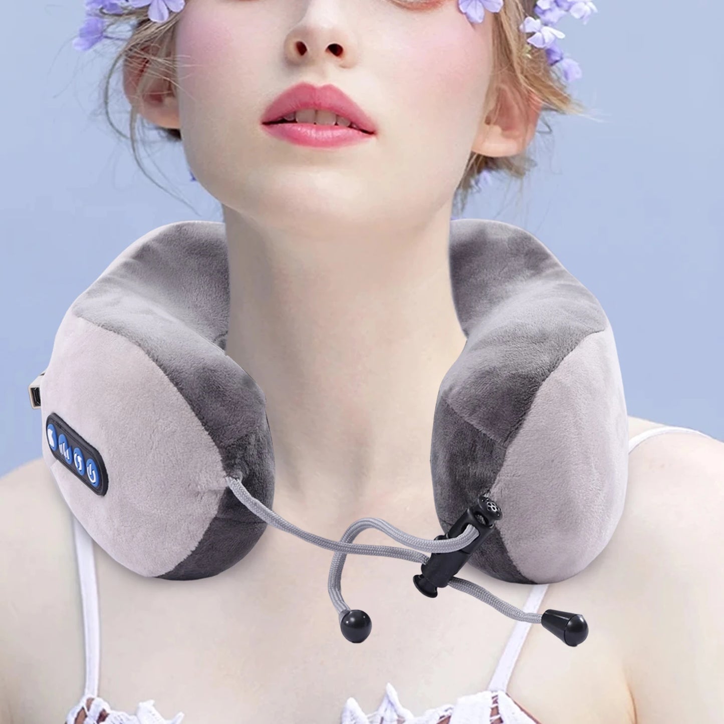 1200mAh Vibrating Neck Pillow Massage For Travel Relief