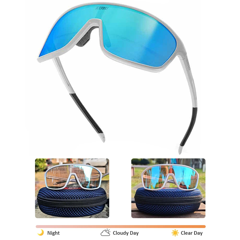 UV Protection Polarized Photochromic Cycling Glasses Windproof for Road MTB Biking Anti-Fog Sports Sunglasses Men Women