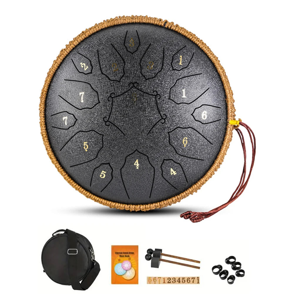 ALLOYSEED 15-Tone Steel Tongue Drum For Yoga Meditation
