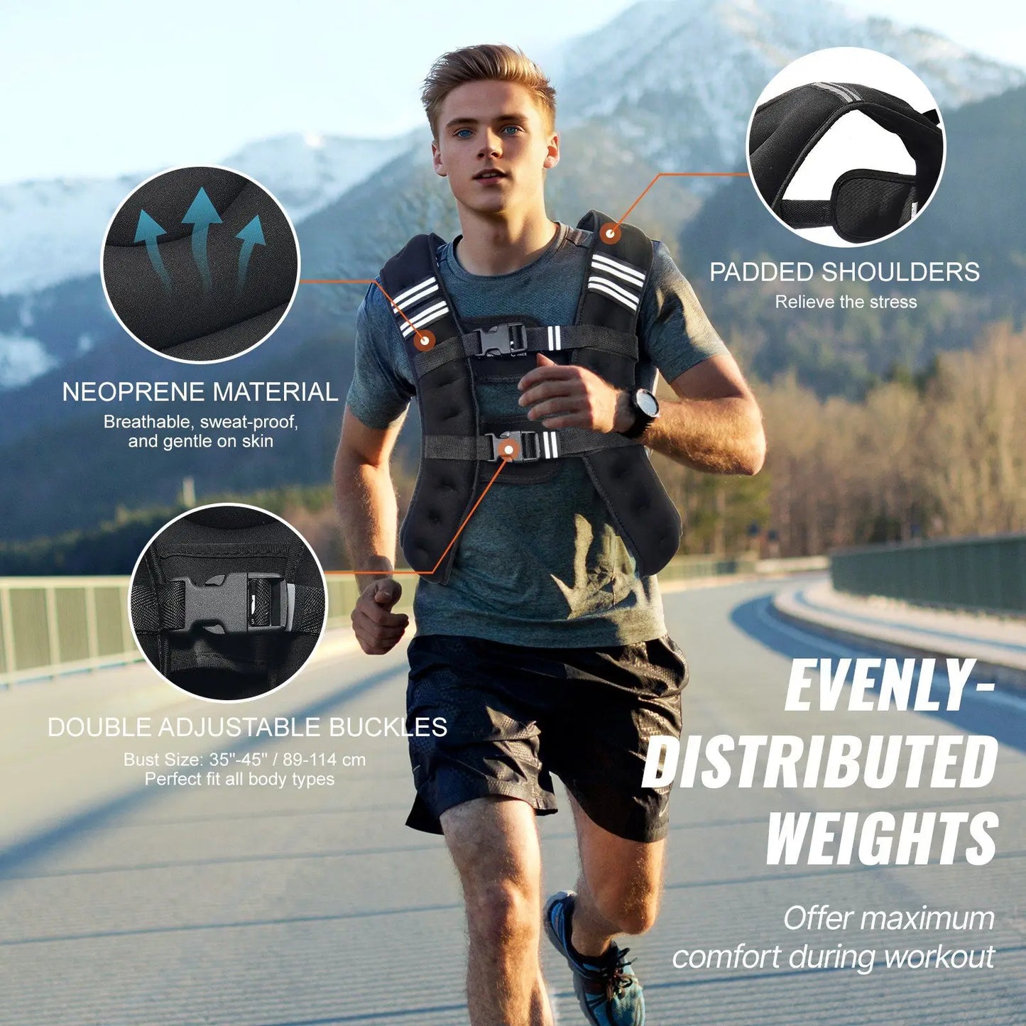 Weighted Vest 12 Lbs Adjustable Reflective Straps for Running