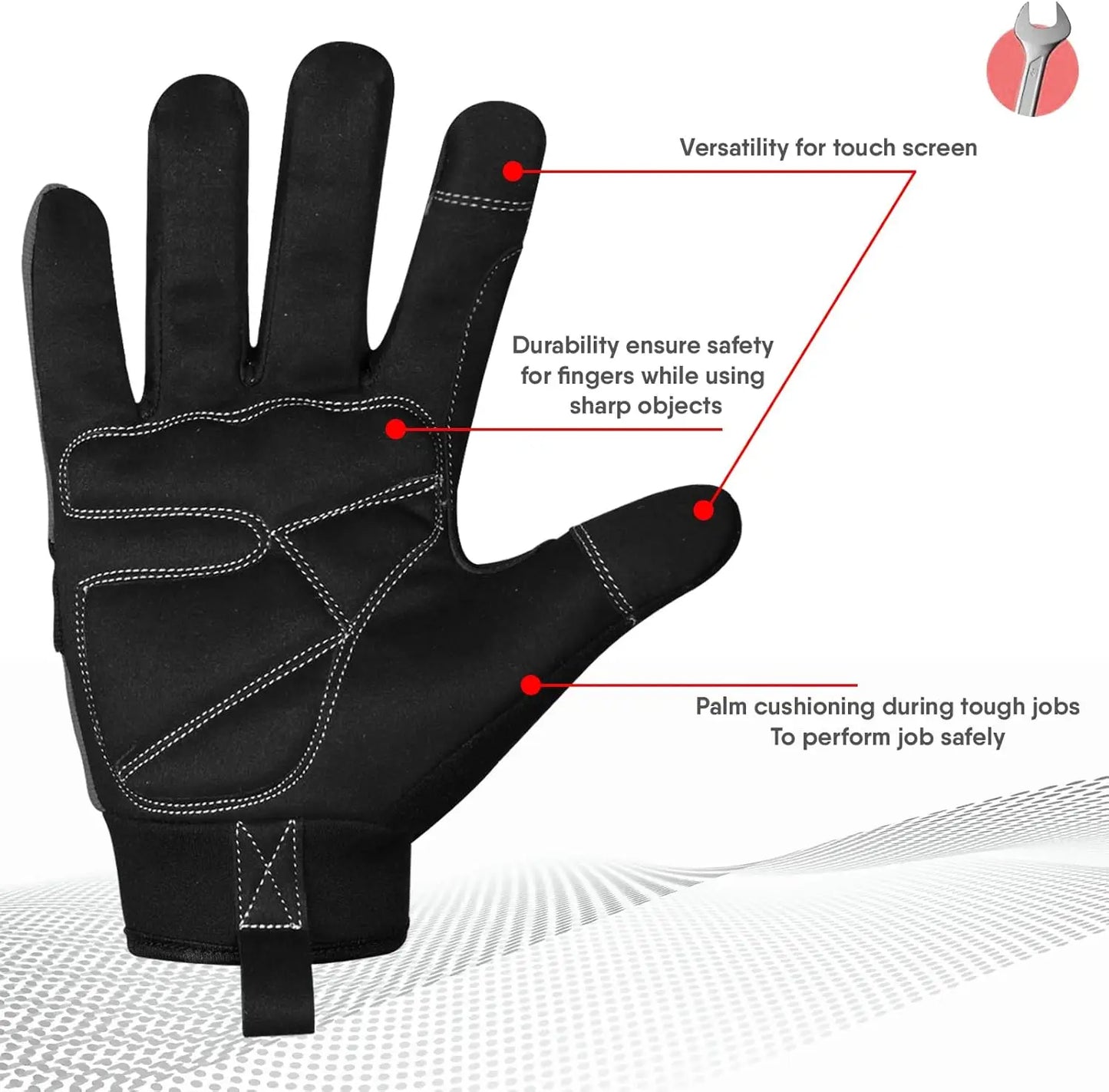 Flexible Padded Palm Safety Work Gloves for Gardening Construction Mechanics