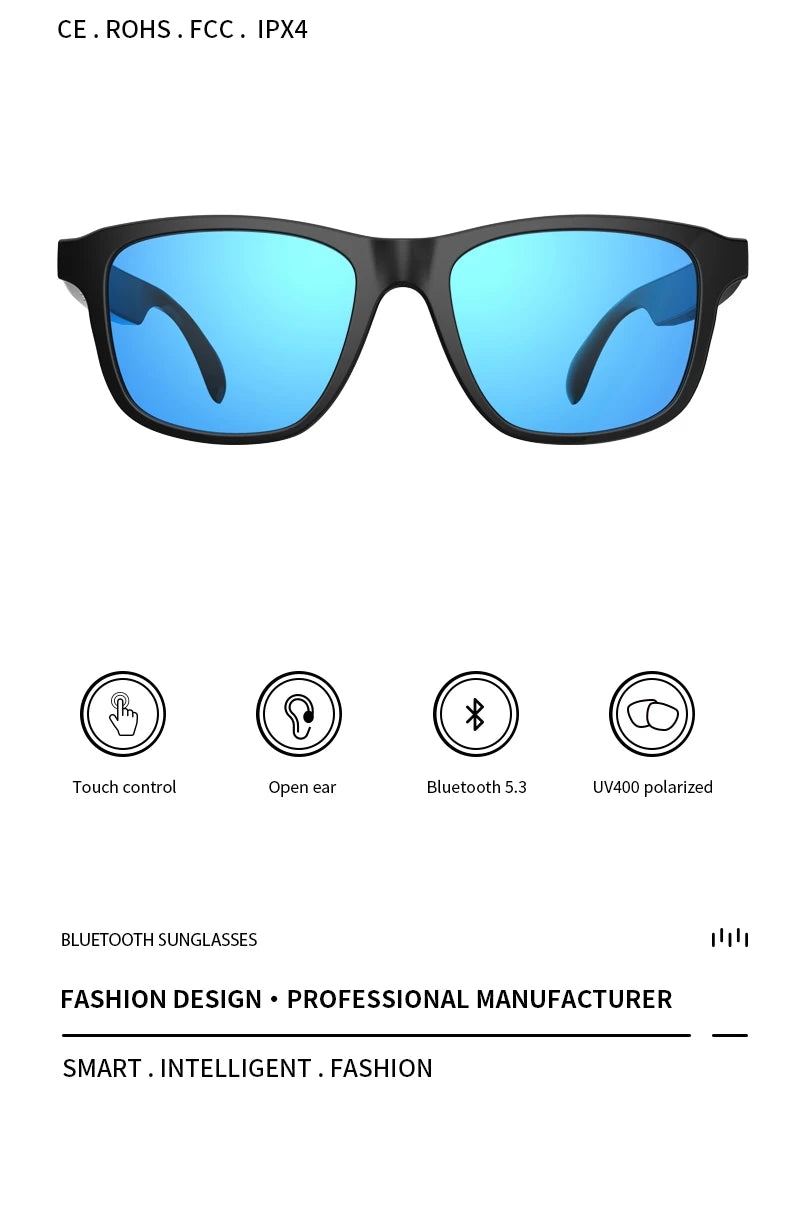 Giinova Smart Glasses Bluetooth Hands Free Sunglasses