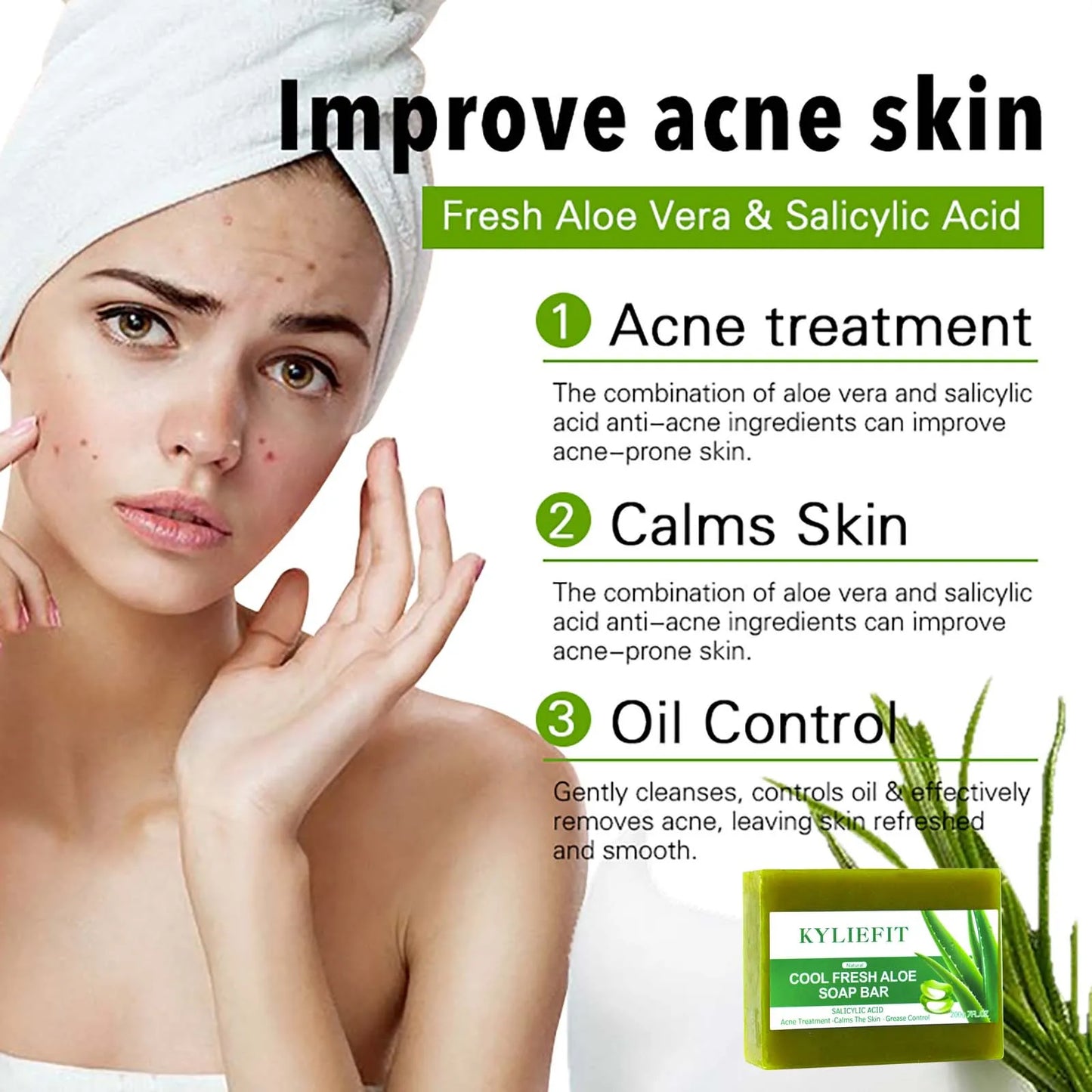 AILKE Aloe Vera Whitening Soap Acne Removal Radiant Skin
