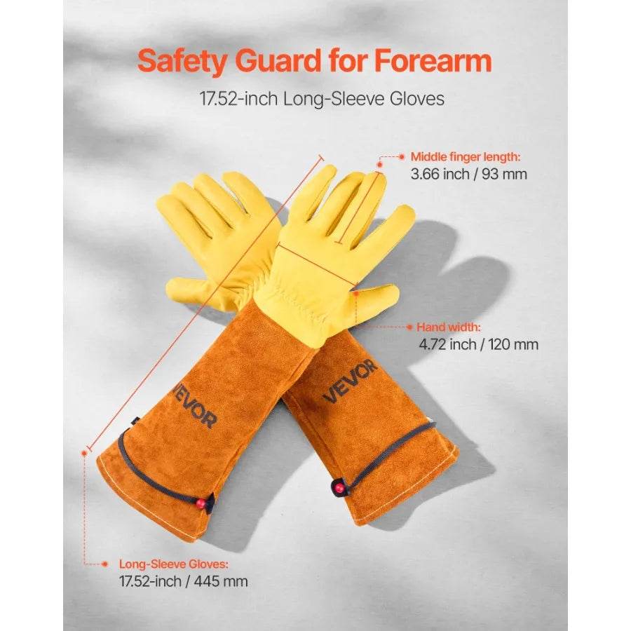 Gardening Gloves Thorn Proof Long Leather Rose Pruning Gloves for Men Women