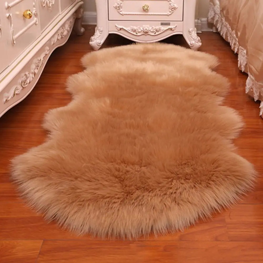 Washable Soft Faux Fur Long Hair Shag Rug Non Slip Bedroom Floor Mats
