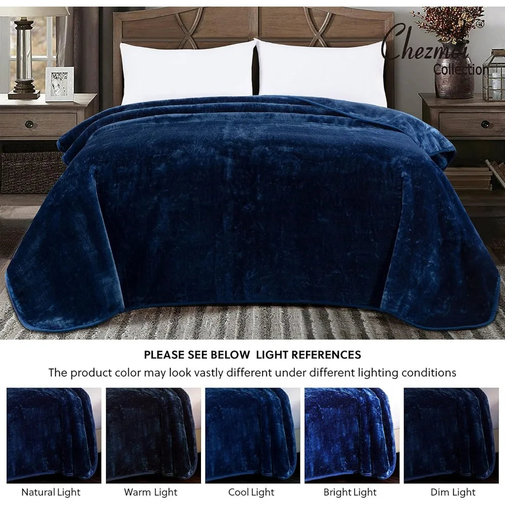Collection Heavy Single Ply 9 Lbs Korean Style Faux Mink Blanket, 750GSM Thick Silky Soft Plush Raschel Mink Blanket, 85